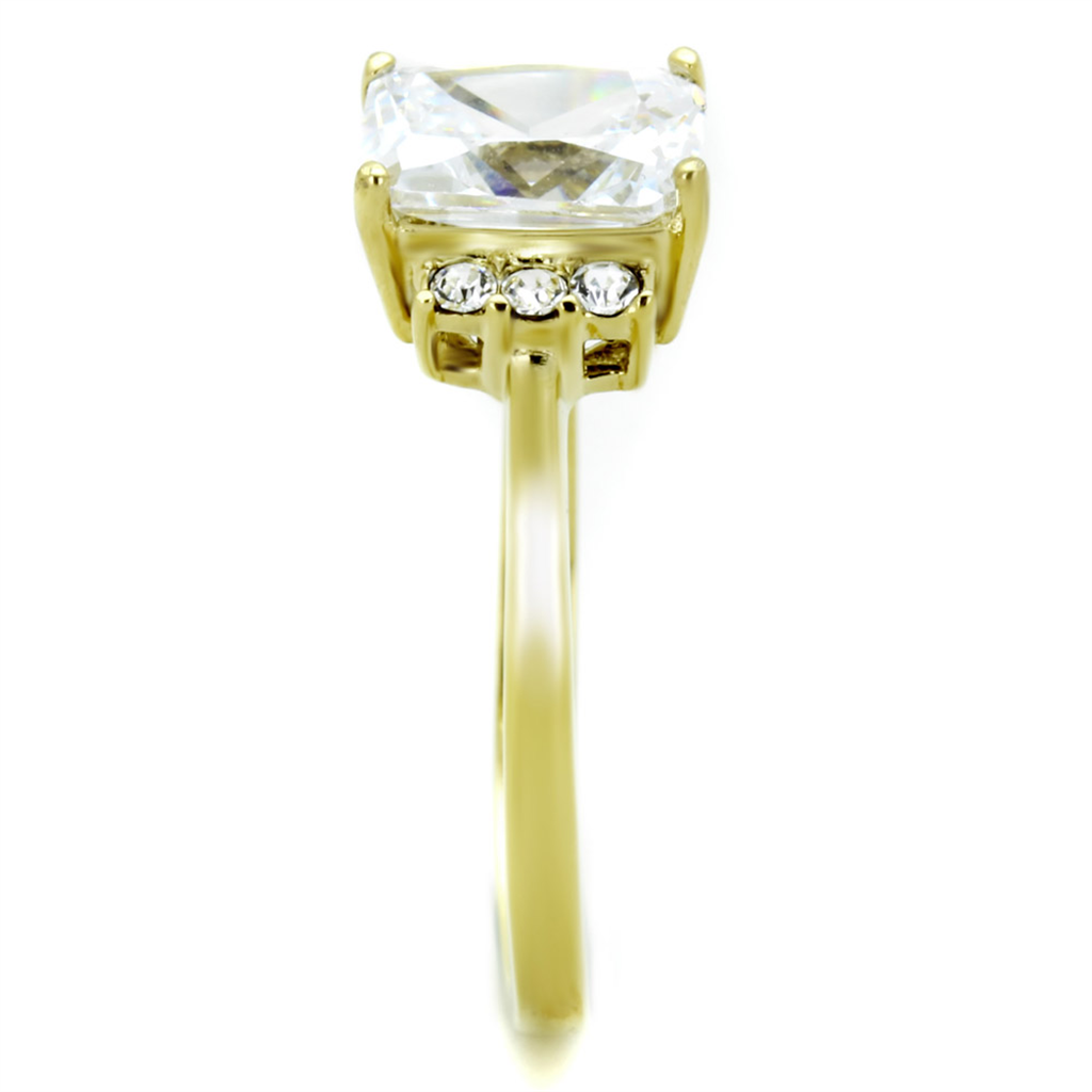 1.77Ct Emerald Cut Cz Stainless Steel Gold Plated Engagement Ring Womens Sz 5-10 Image 4