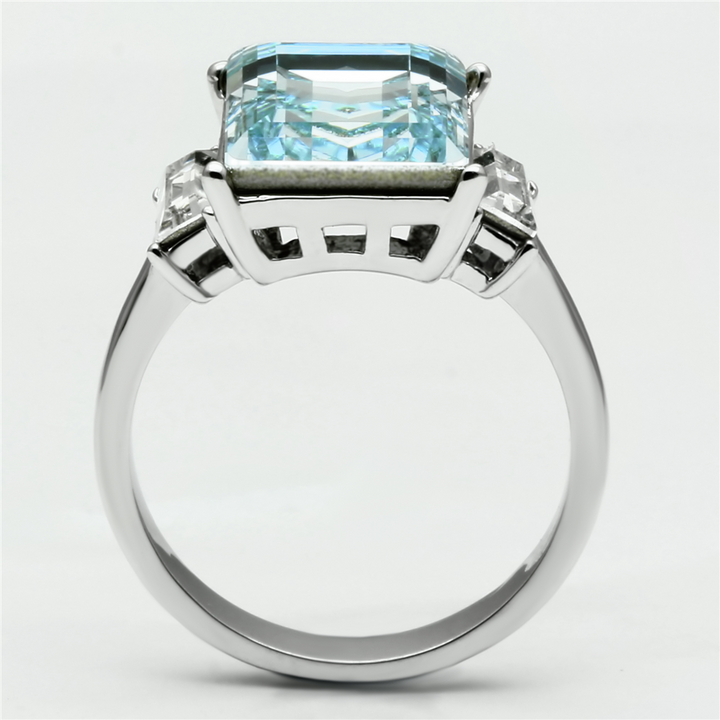 Womens 10.6 Ct Radiant Cut Sea Blue Crystal Stainless Steel Engagement Ring Image 3