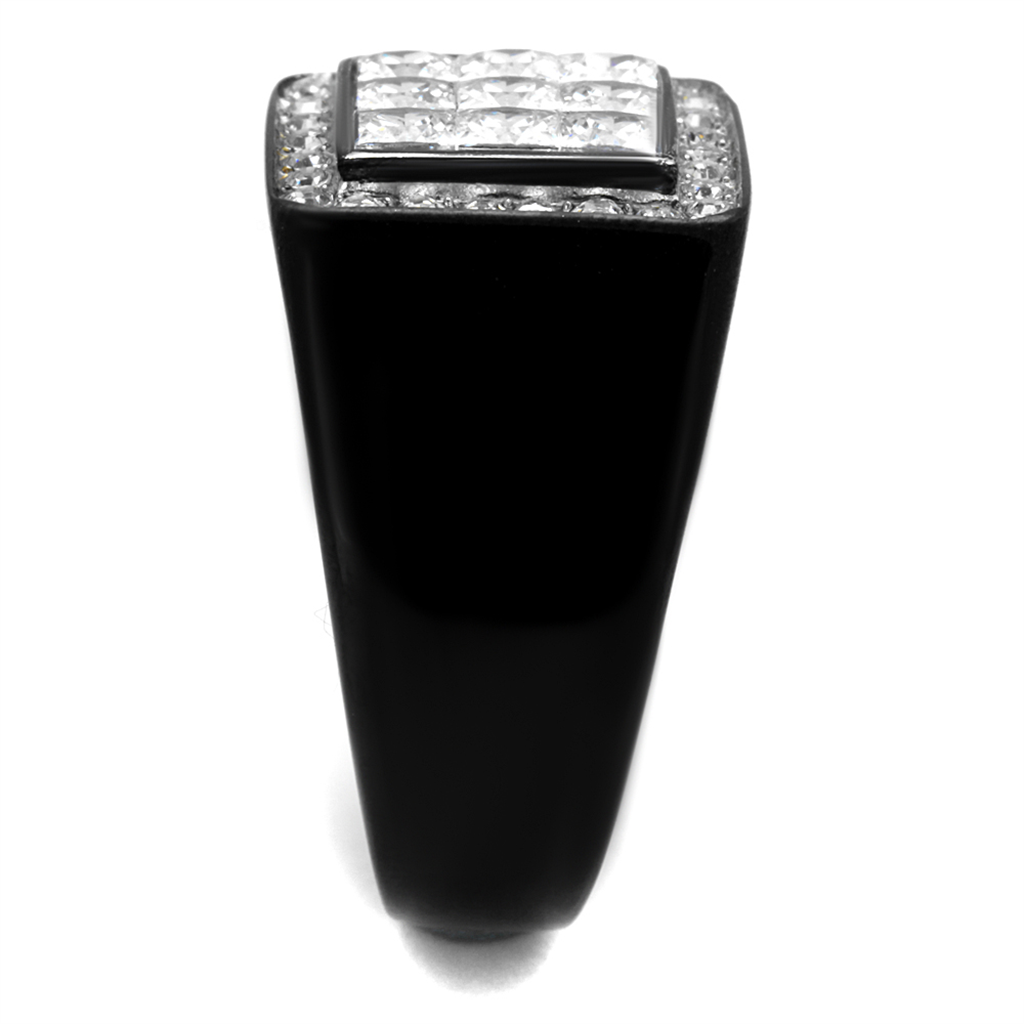 Mens Princess Cut Simulated Diamond Stainless Steel Black Plated Ring Size 8-13 Image 4