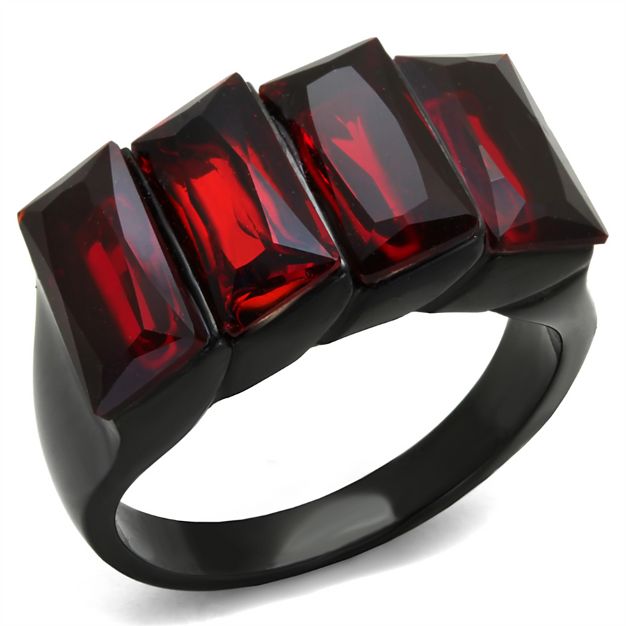 6.96 Ct Emerald Cut Siam Cz  Black Stainless Steel Fashion Ring Womens Sz 5-10 Image 1