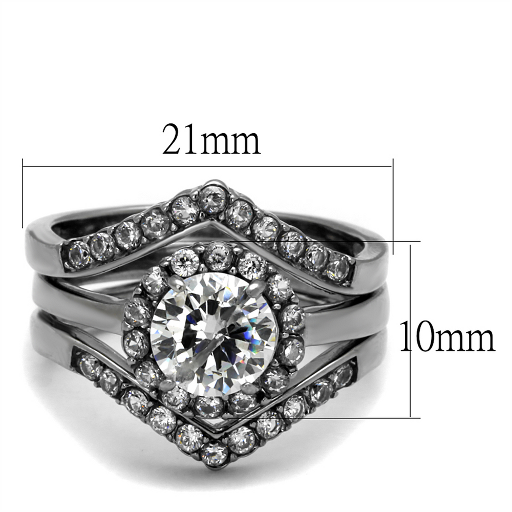 Womens 2.25 Ct Round Cut Aaa Cz Stainless Steel Wedding Ring Band Set Size 5-10 Image 2