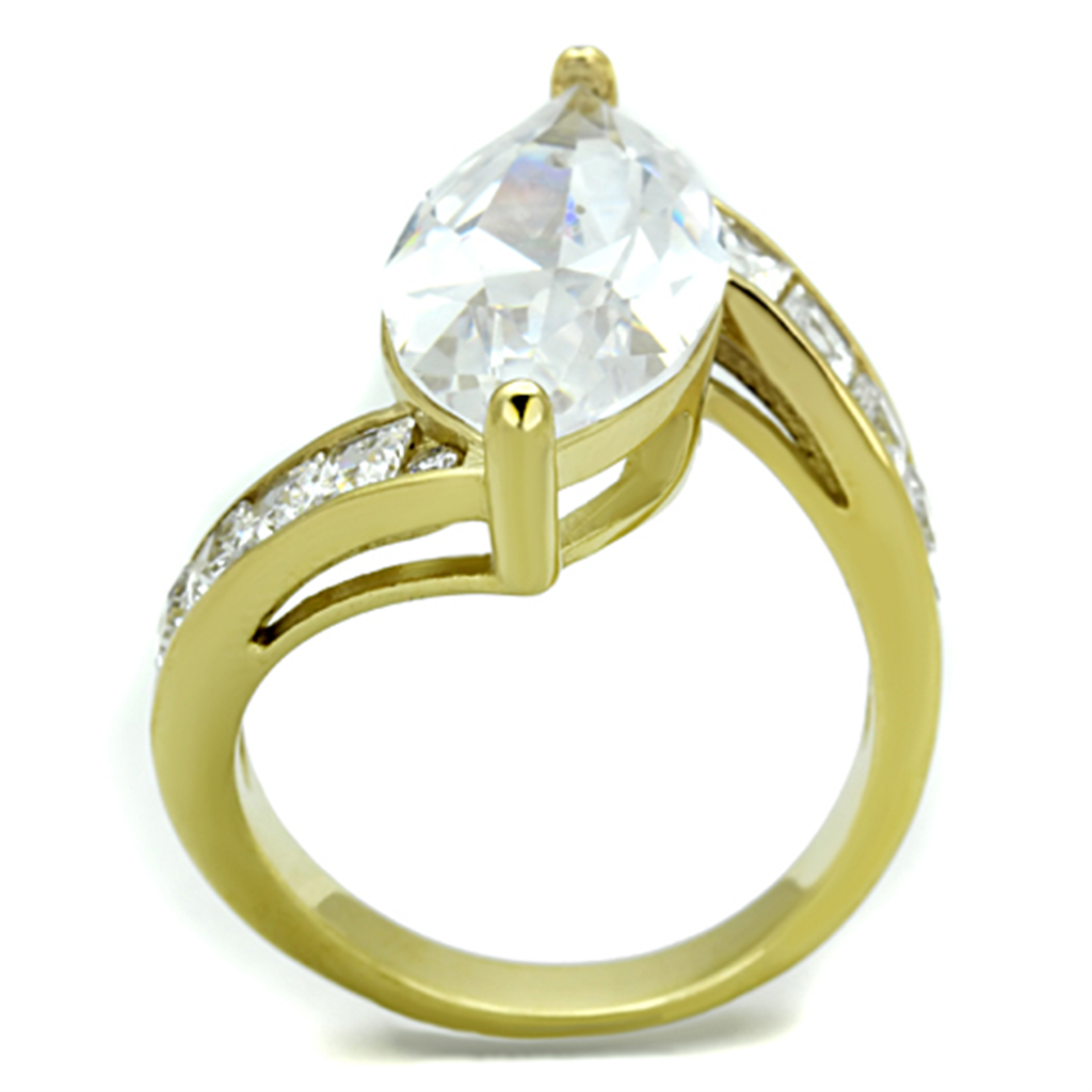 Womens 9.38 Ct Marquise Cut Cz 14K Gold Plated Stainless Steel Engagement Ring Image 3