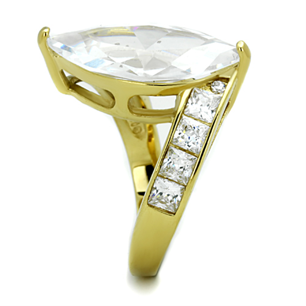 Womens 9.38 Ct Marquise Cut Cz 14K Gold Plated Stainless Steel Engagement Ring Image 4