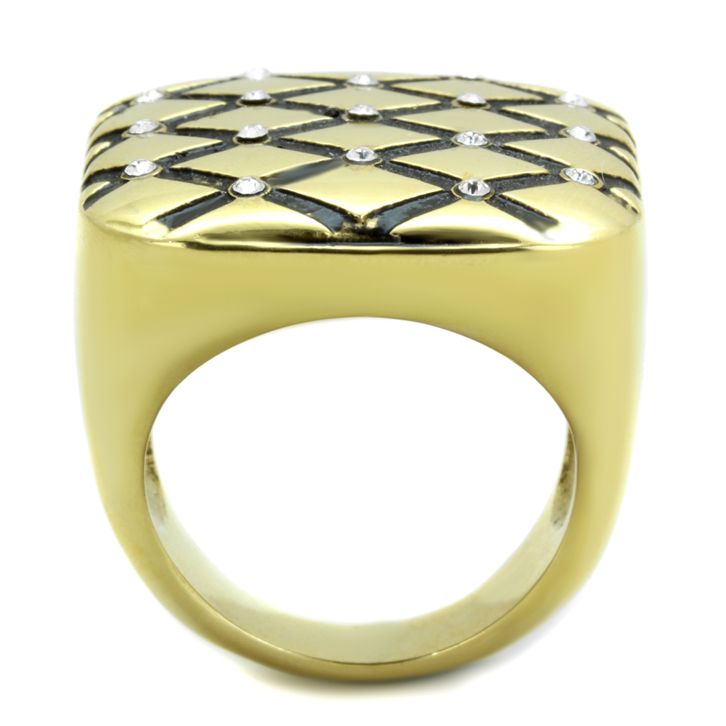 14K Gold Plated Stainless Steel Top Grade Crystal Fashion Ring Womens Size 5-10 Image 3