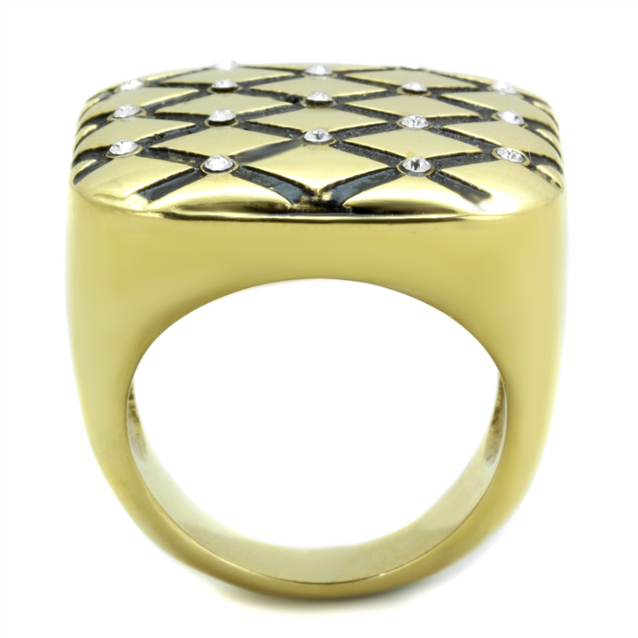 14K Gold Plated Stainless Steel Top Grade Crystal Fashion Ring Womens Size 5-10 Image 3