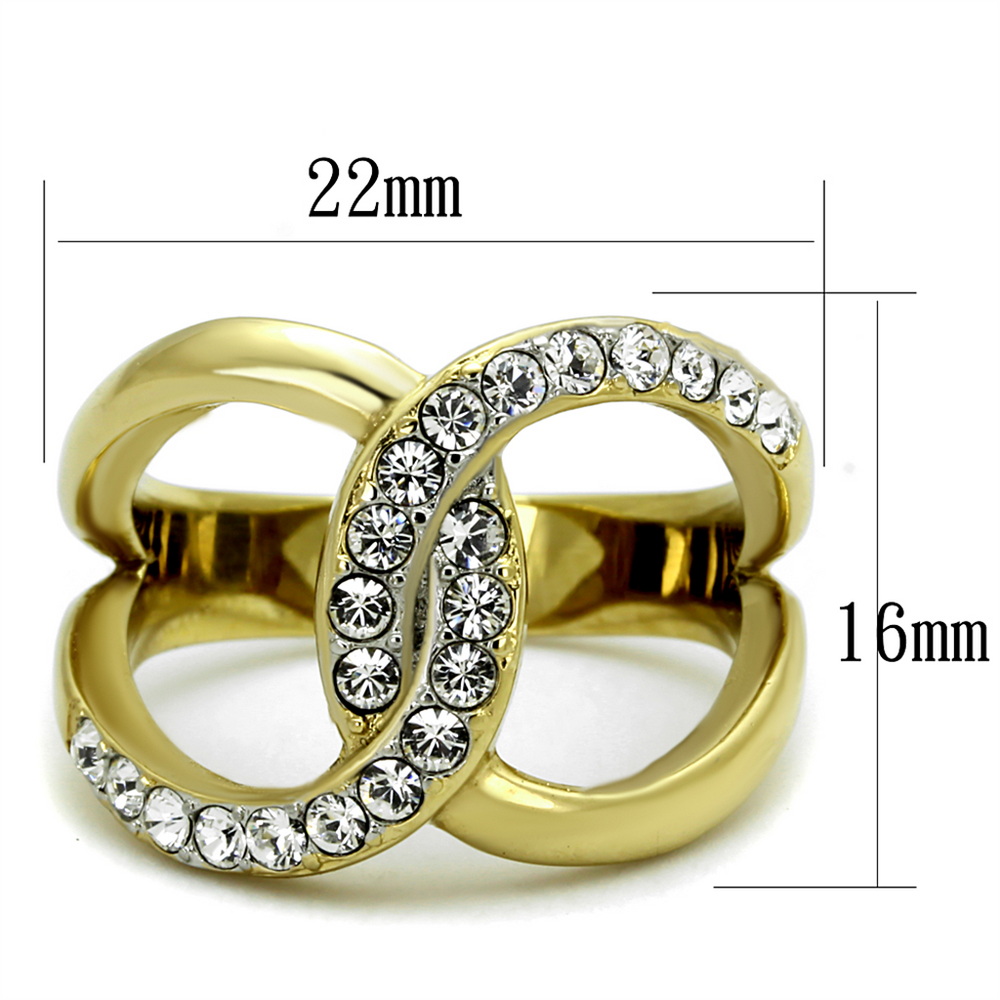 14K Gold Plated Stainless Steel Crystal Infinity Fashion Ring Womens Size 5-10 Image 2