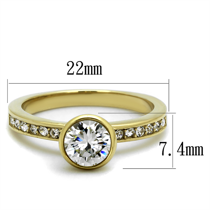Womens .91 Ct Round Cut Cz Gold Plated Stainless Steel Engagement Ring Sz 5-10 Image 2