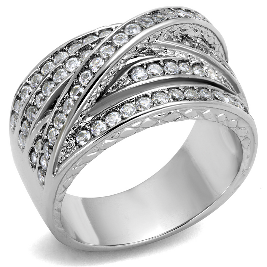 Women's Round Cut Cubic Zirconia Stainless Steel Anniversary Ring Size 5-10 Image 1