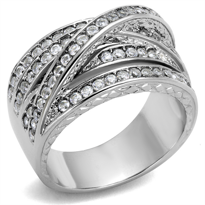 Womens Round Cut Cubic Zirconia Stainless Steel Anniversary Ring Size 5-10 Image 1