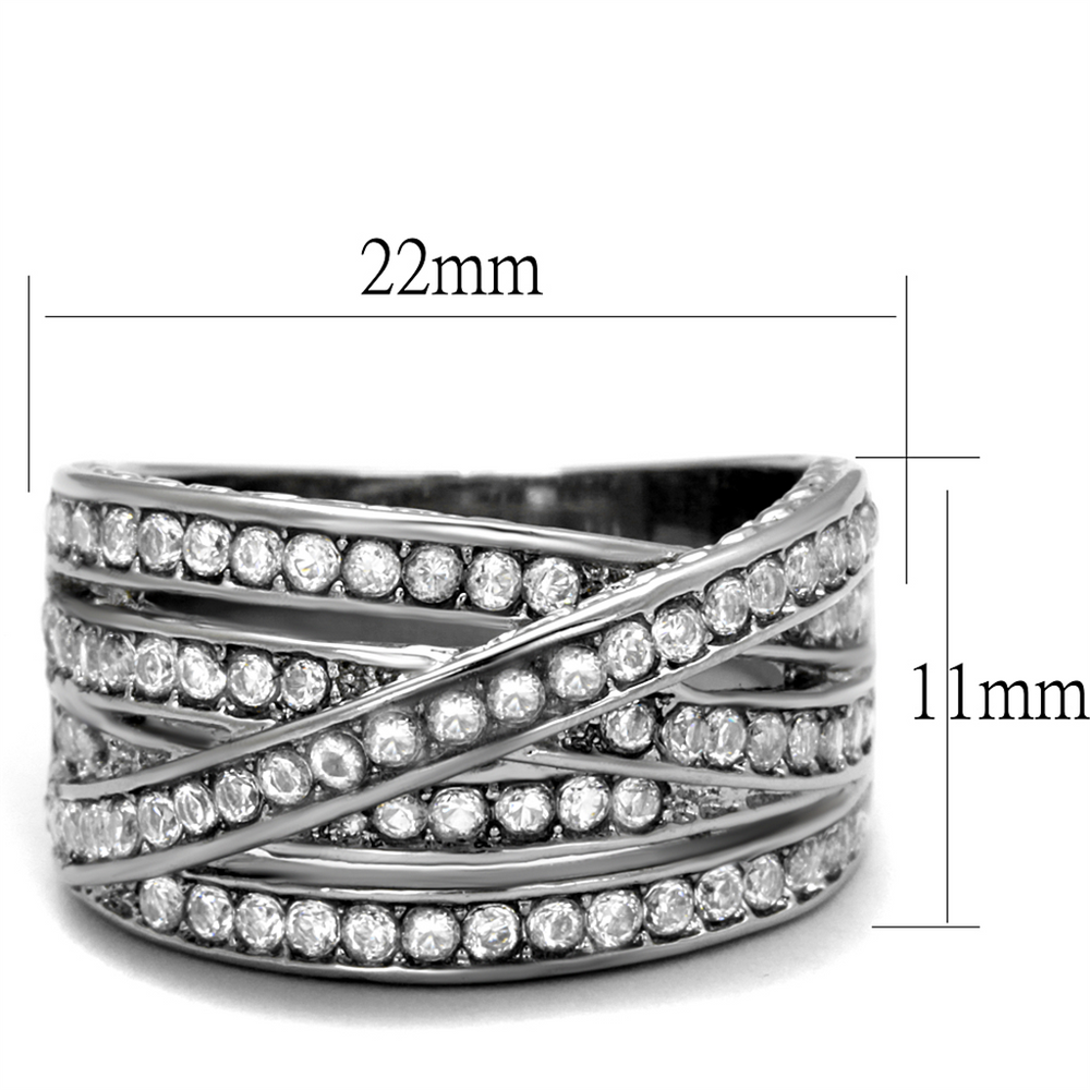 Women's Round Cut Cubic Zirconia Stainless Steel Anniversary Ring Size 5-10 Image 2
