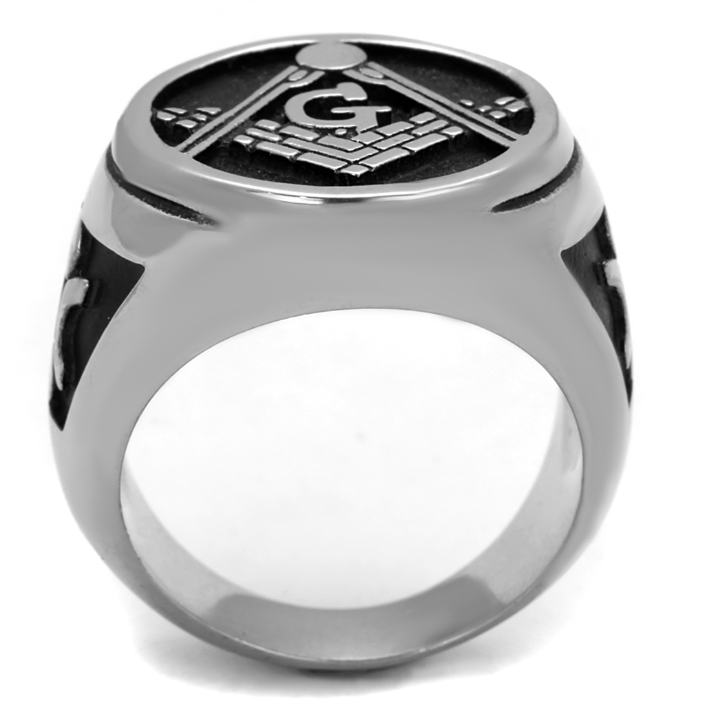 Mens Stainless Steel Tusk 316 and Epoxy Masonic Lodge Freemason Ring Band Sz 8-13 Image 3