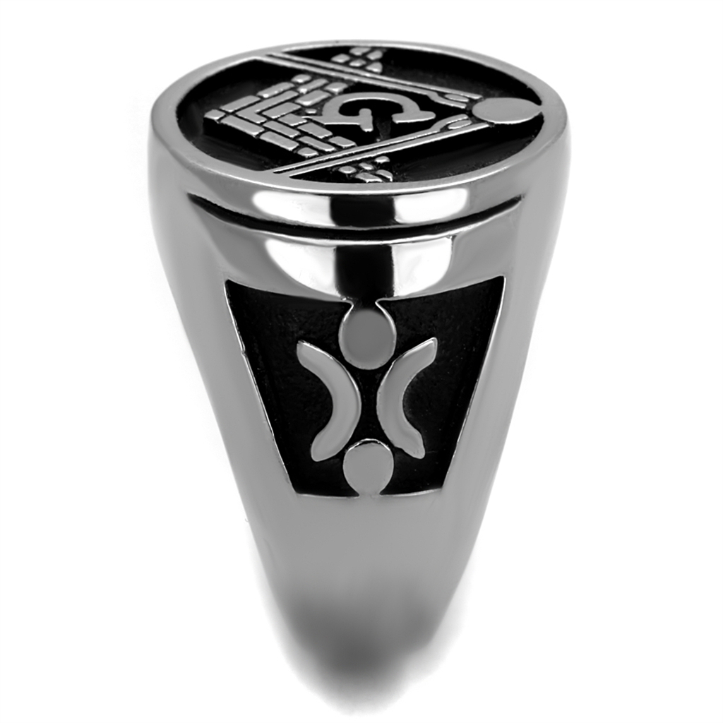 Mens Stainless Steel Tusk 316 and Epoxy Masonic Lodge Freemason Ring Band Sz 8-13 Image 4