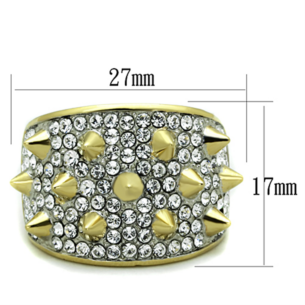 14K Gold Plated Stainless Steel Crystal and Spike Fashion Ring Womens Size 5-10 Image 2