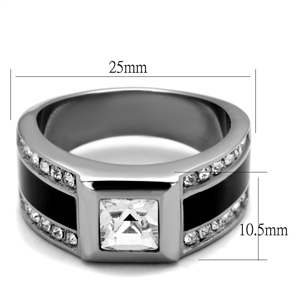 Mens Princess and Round Cut Simulated Diamond Stainless Steel and Epoxy Ring Sz 8-13 Image 2