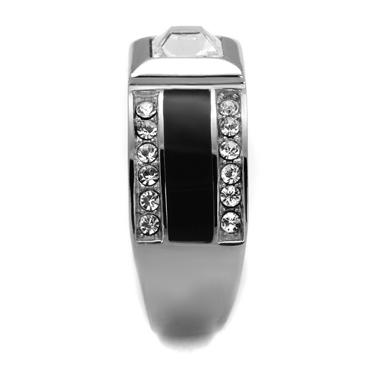 Mens Princess and Round Cut Simulated Diamond Stainless Steel and Epoxy Ring Sz 8-13 Image 4