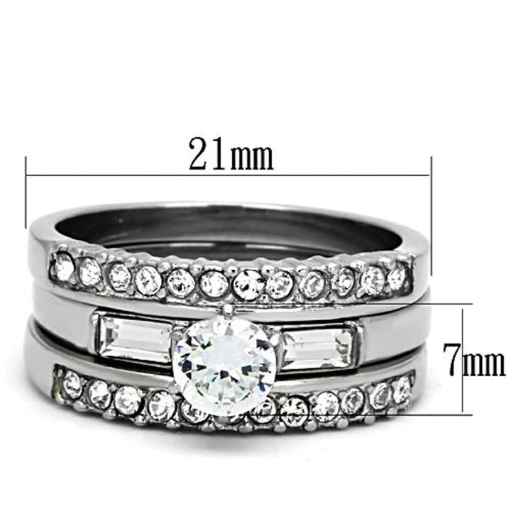 1Ct Round Cut and Baguette 3 Piece Wedding and Engagement Ring Set Womens Size 5-10 Image 3