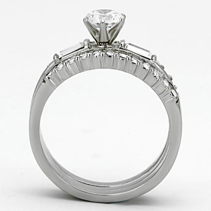 1Ct Round Cut and Baguette 3 Piece Wedding and Engagement Ring Set Womens Size 5-10 Image 4