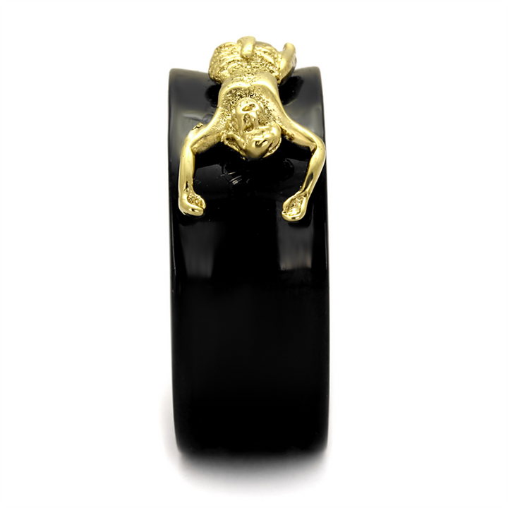 Mens Stainless Steel Black and Gold Plated Jesus Christ Ring Religious Band 8-13 Image 4