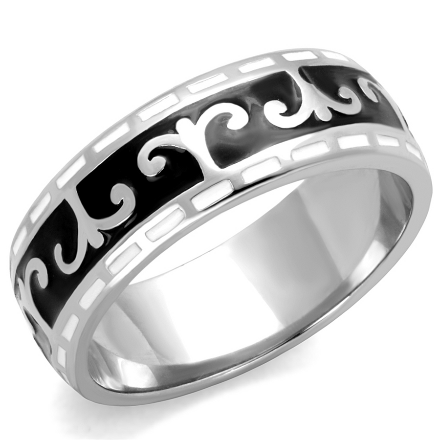 Stainless Steel 316 Black and White Epoxy Celtic Wedding Band Ring Womens Sz 5-10 Image 1