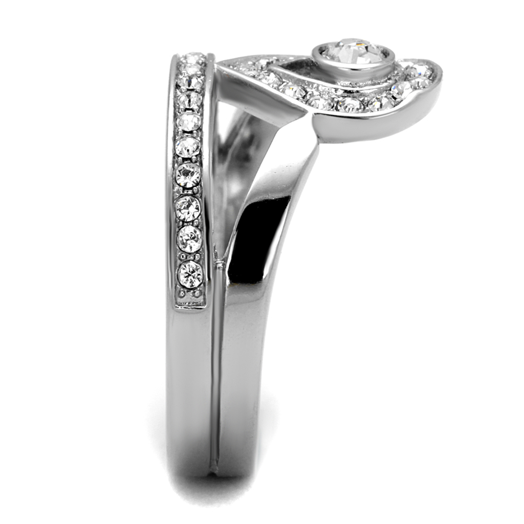 High Polished Stainless Steel Crystal Crown Fashion Ring Womens Size 5-10 Image 4