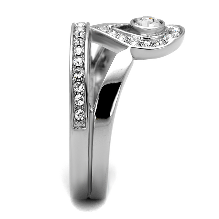 High Polished Stainless Steel Crystal Crown Fashion Ring Womens Size 5-10 Image 4