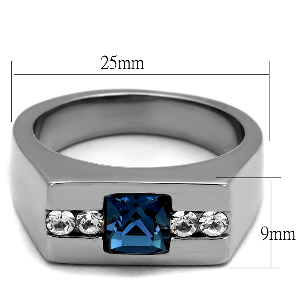 Men's 1.68Ct Montana Princess Cut Simulated Diamond Stainless Steel Ring Sz 8-13 Image 2