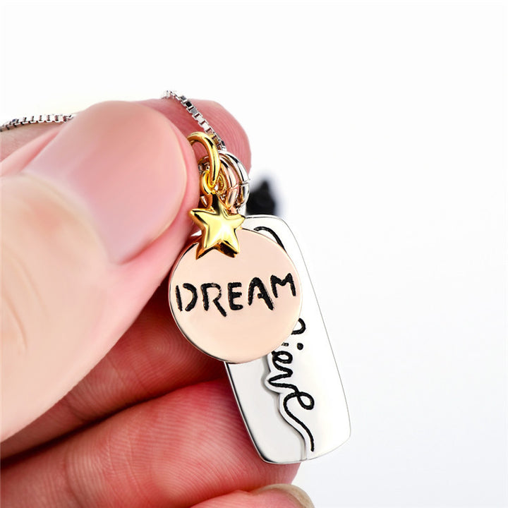 Engraved Dream and Believe Pendant Necklace Image 4