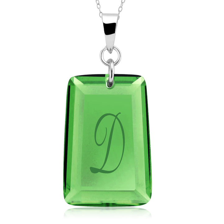 Sterling Silver May/Emerald CZ Laser Engraved Initial A Birthstone Necklace Image 4