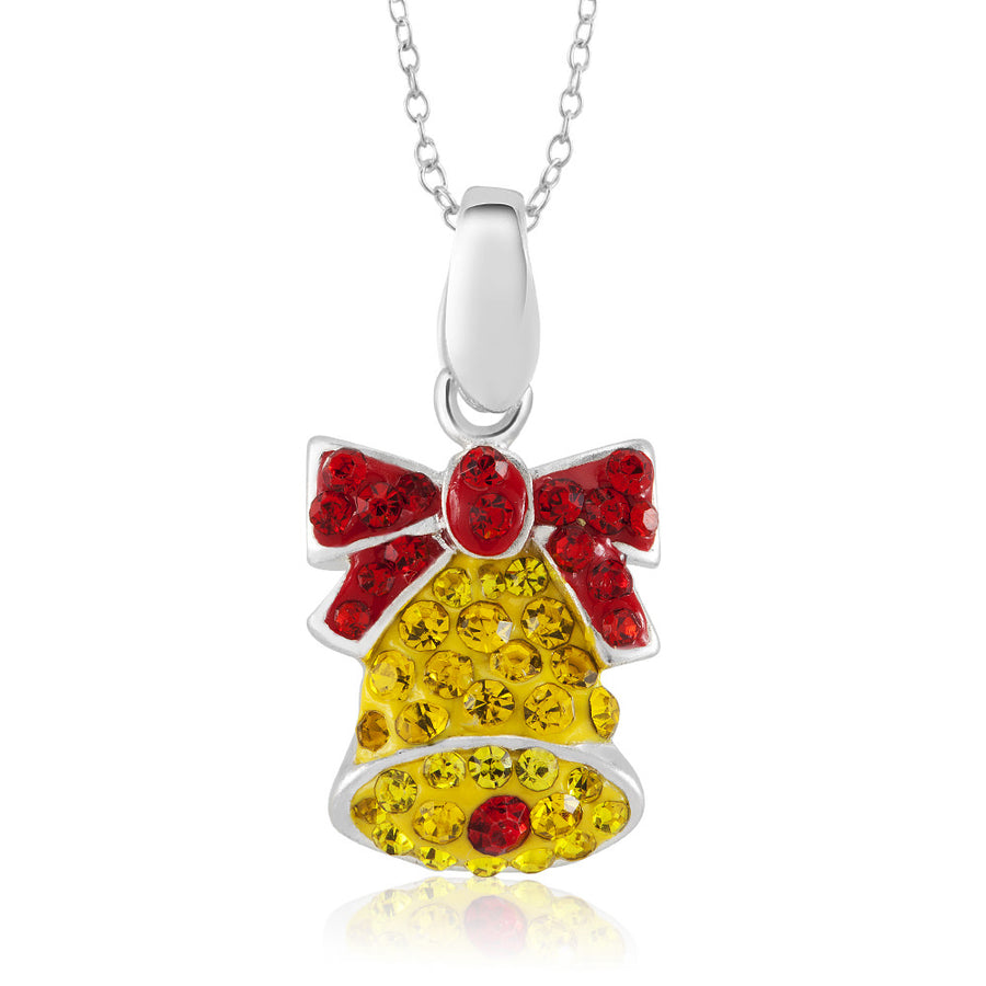 Rhodium Plated Crystal Bell Necklace Image 1
