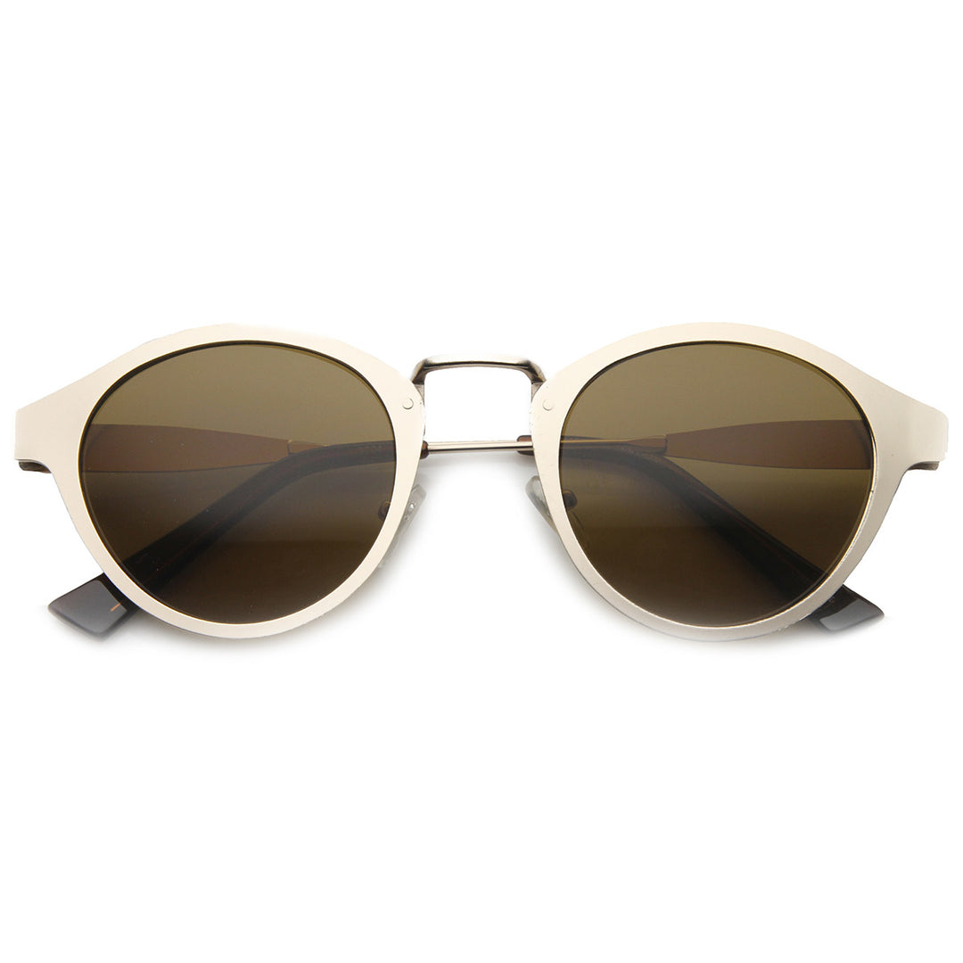 Retro Flat Metal Dapper P-3 Horned Rim Sunglasses 9736 Image 3