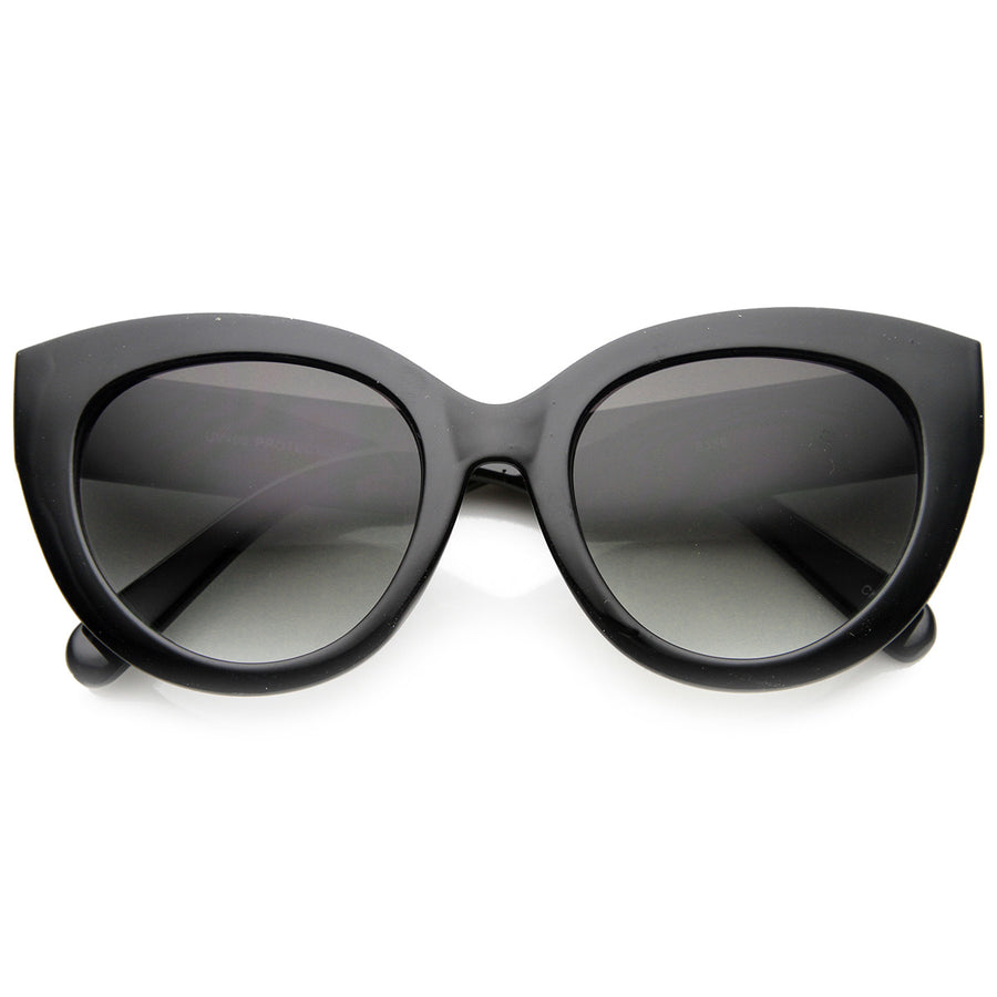 Ladies Oversized Elegant Bold Rim Round Cateye Sunglasses 9742 Image 1