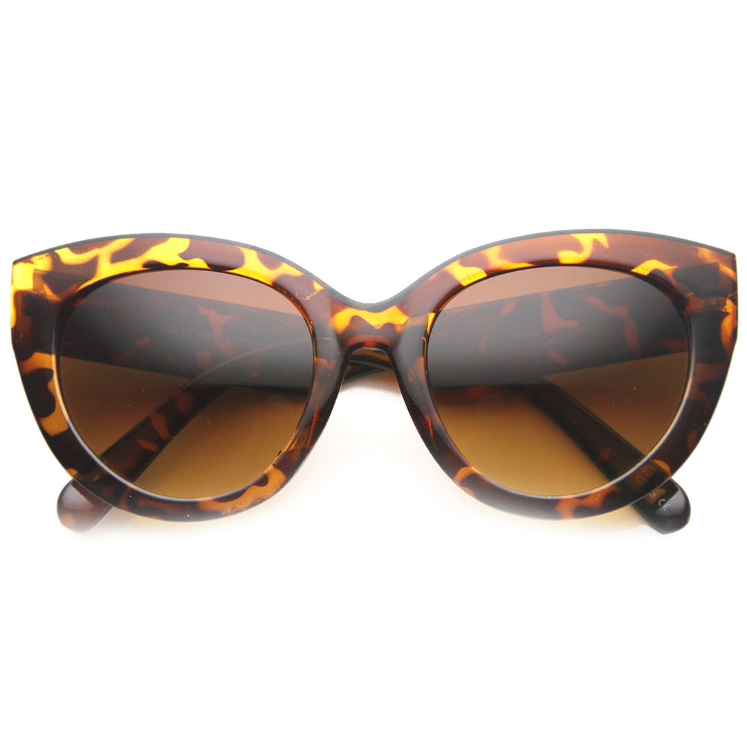 Ladies Oversized Elegant Bold Rim Round Cateye Sunglasses 9742 Image 2