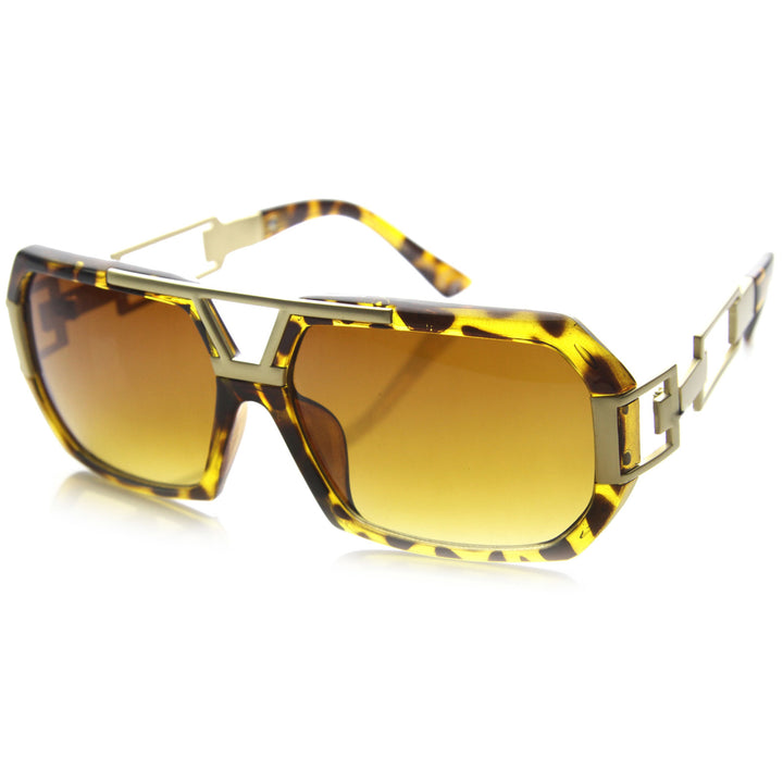 Large Fashion Square Urban Spec Style Sunglasses with Die Cut Metal Arms 9755 Image 3