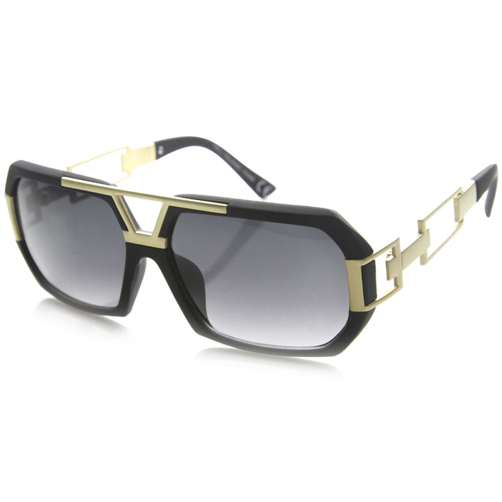 Large Fashion Square Urban Spec Style Sunglasses with Die Cut Metal Arms 9755 Image 4