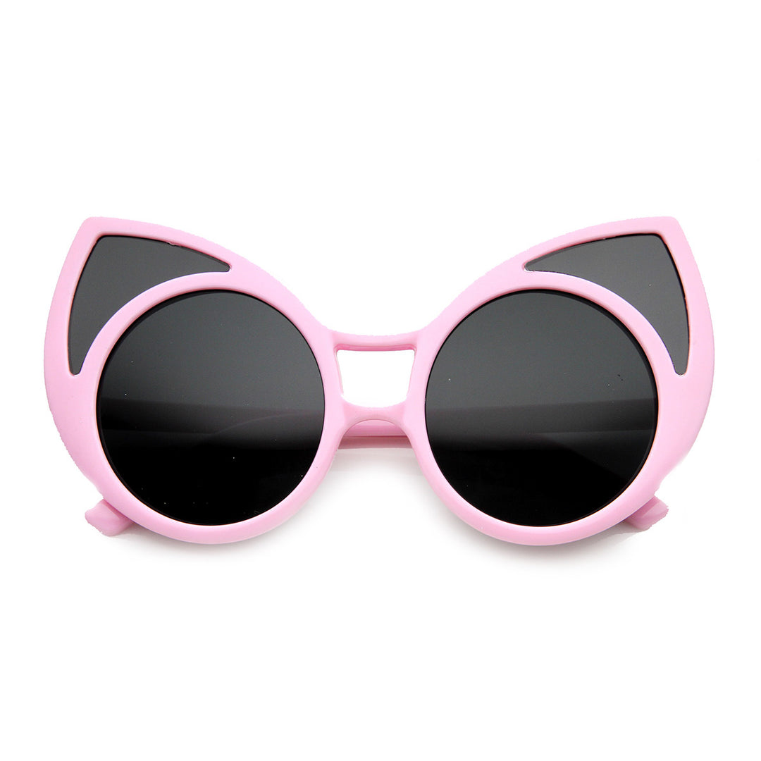 Womens High Fashion Oversized Window Lens Round Cat Eye Sunglasses 9766 Image 4