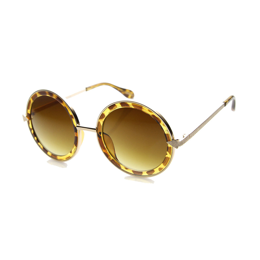 Womens High Fashion Metal Arrow Accent Super Round Sunglasses 9791 Image 1