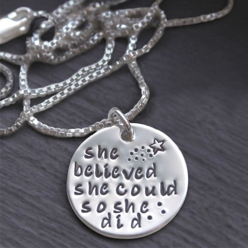 Inspirational Necklace "She Believed She Could So She Did" Image 2