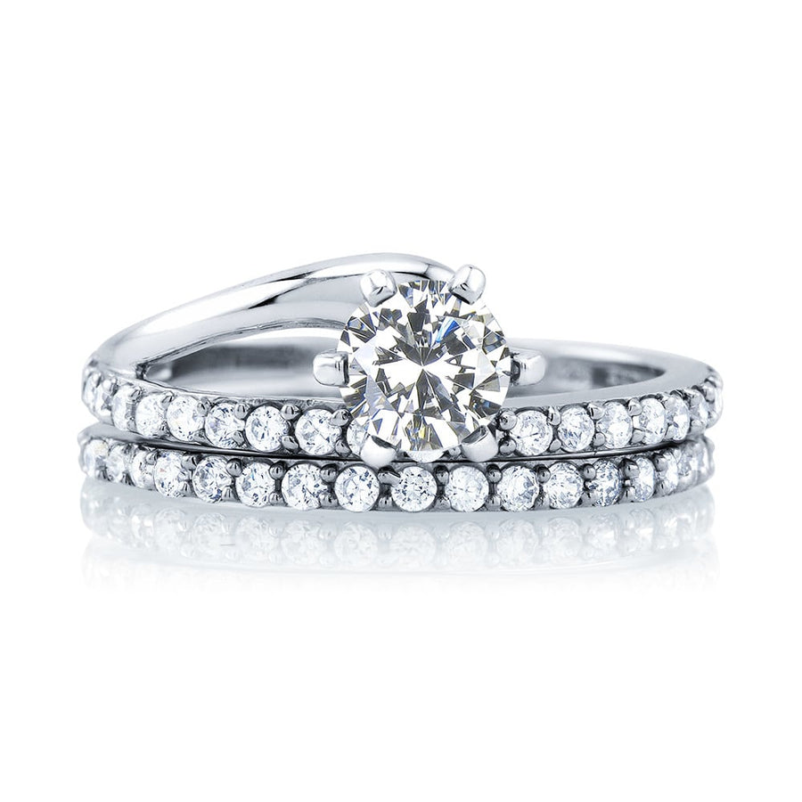 2 Piece Set-Sterling Silver Cubic Zirconia Ring Set Image 1