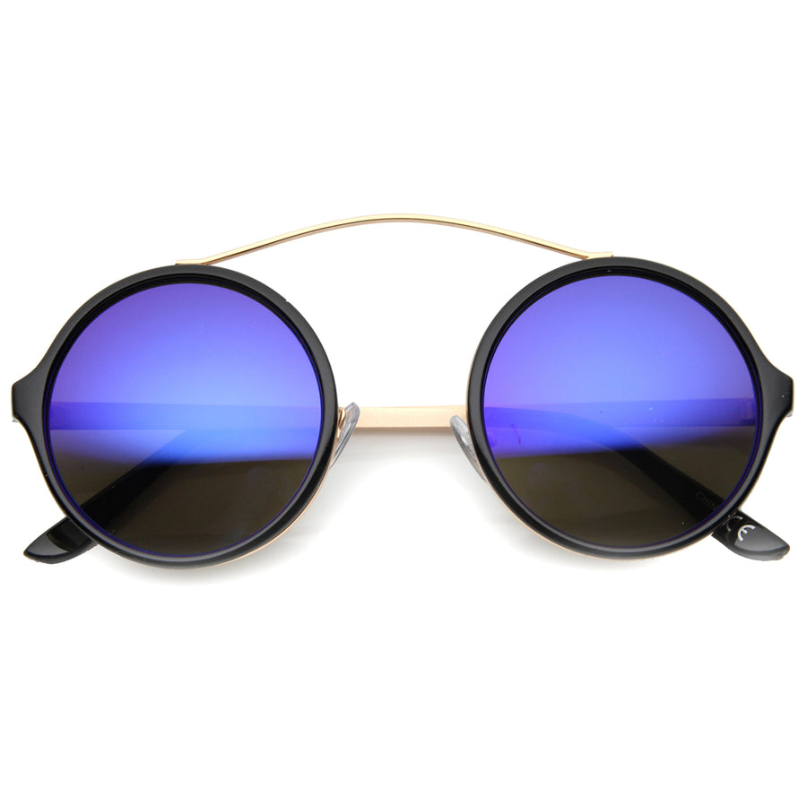 Unisex Round Sunglasses With UV400 Protected Mirrored Lens 9842 Image 1
