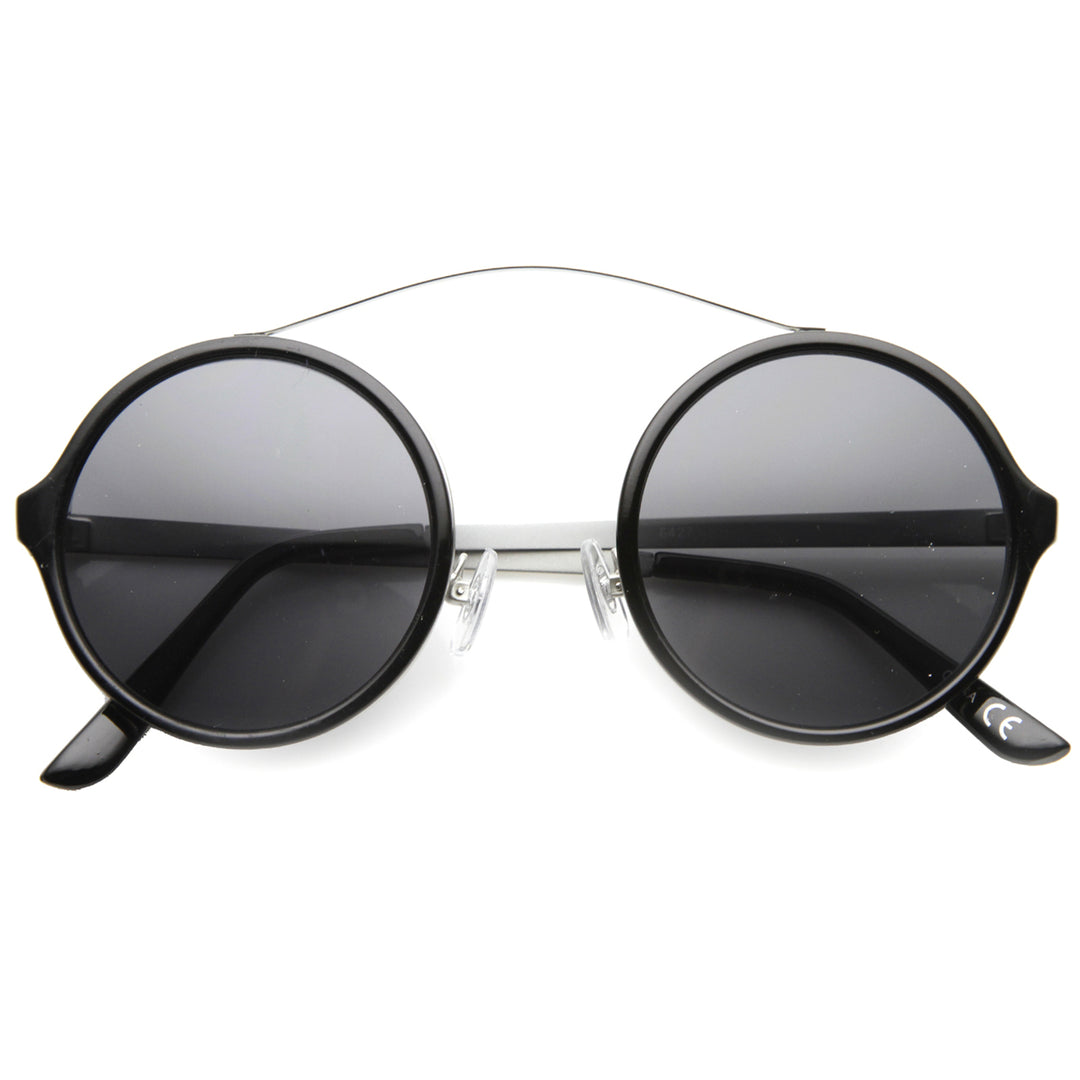 Unisex Round Sunglasses UV400 Protection Metal Crossbar Model 9841 Unique Style Image 3