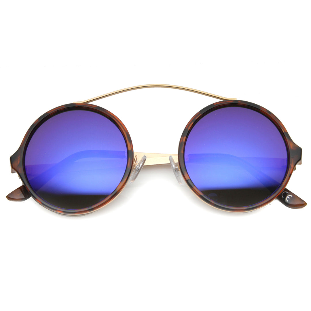 Unisex Round Sunglasses With UV400 Protected Mirrored Lens 9842 Image 2