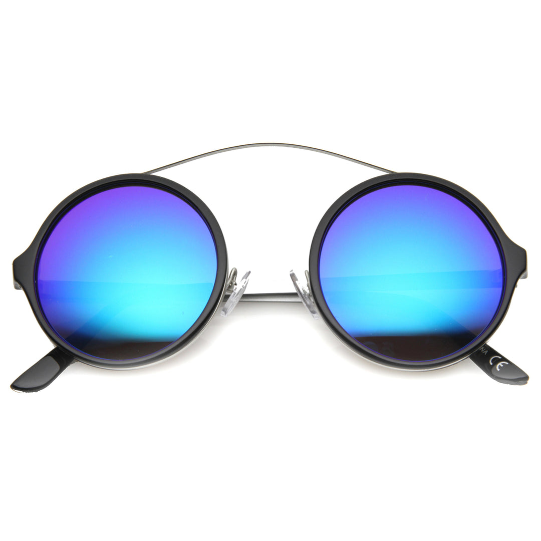 Unisex Round Sunglasses With UV400 Protected Mirrored Lens 9842 Image 3