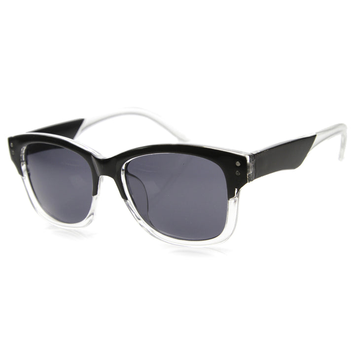 Unisex Horn Rimmed Sunglasses UV400 Polycarbonate Lens Two-Toned 9843 Image 4