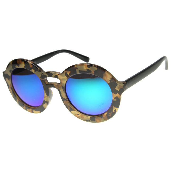 Womens Round Sunglasses With UV400 Protected Mirrored Lens 9851 Image 1