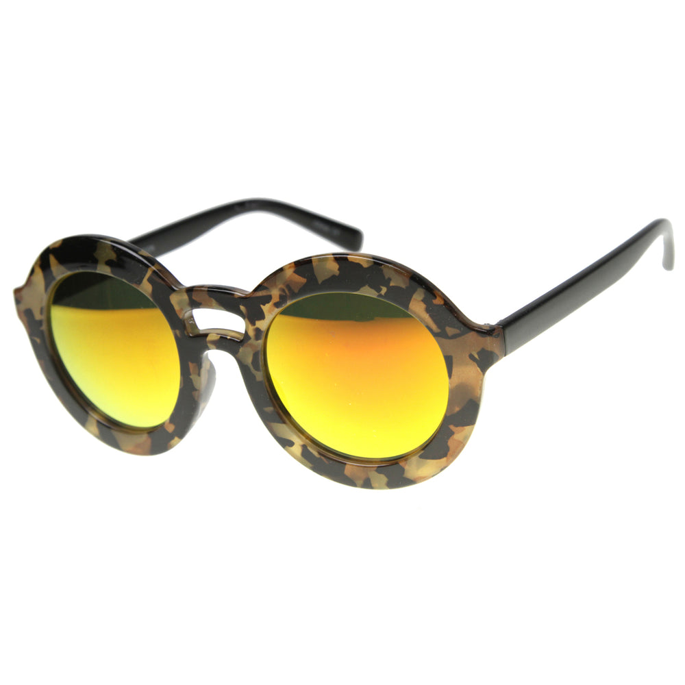 Womens Round Sunglasses With UV400 Protected Mirrored Lens 9851 Image 2