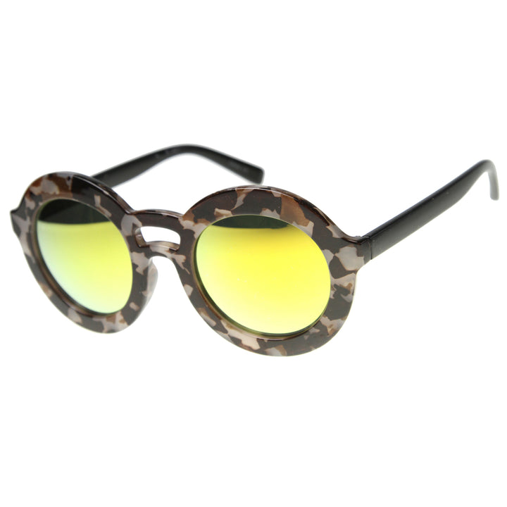 Womens Round Sunglasses With UV400 Protected Mirrored Lens 9851 Image 4