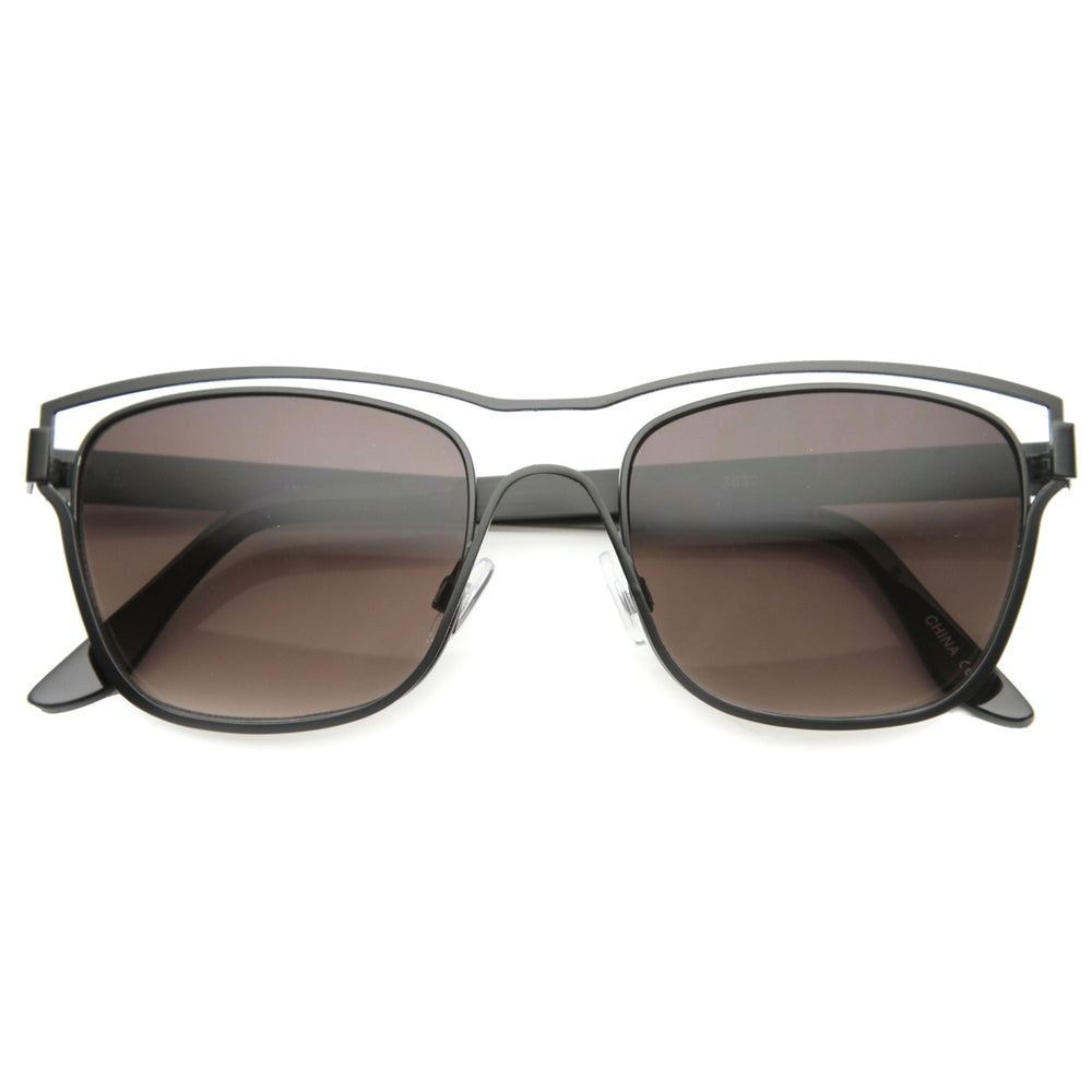 Unisex Horn Rimmed Sunglasses UV400 Cut-Out Geometric Frame Metal 9871 Image 2