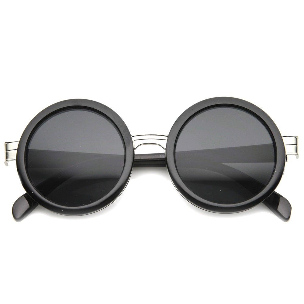 Unisex Round Sunglasses UV400 Mirrored Lens Metal Plastic Frame Model 9888 Image 2