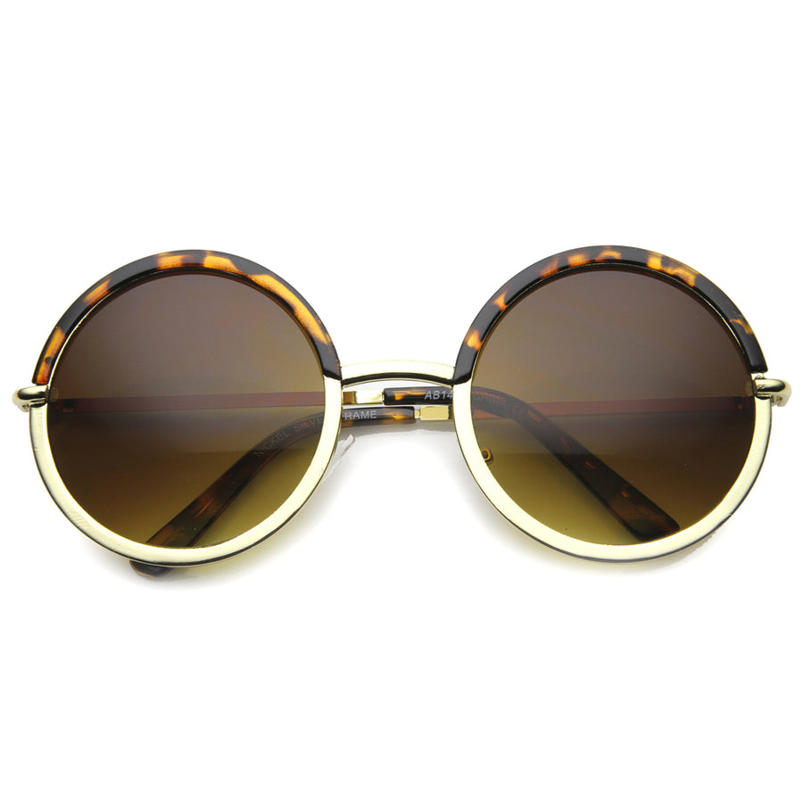 Unisex Metal Round Sunglasses UV400 Gradient Lens Model 9895 Retro Style Image 1