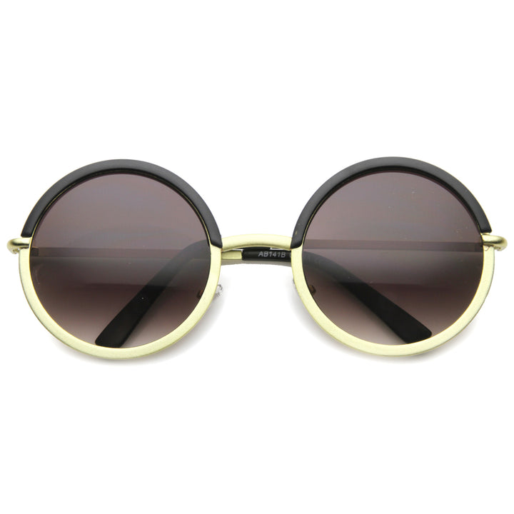 Unisex Metal Round Sunglasses UV400 Gradient Lens Model 9895 Retro Style Image 2